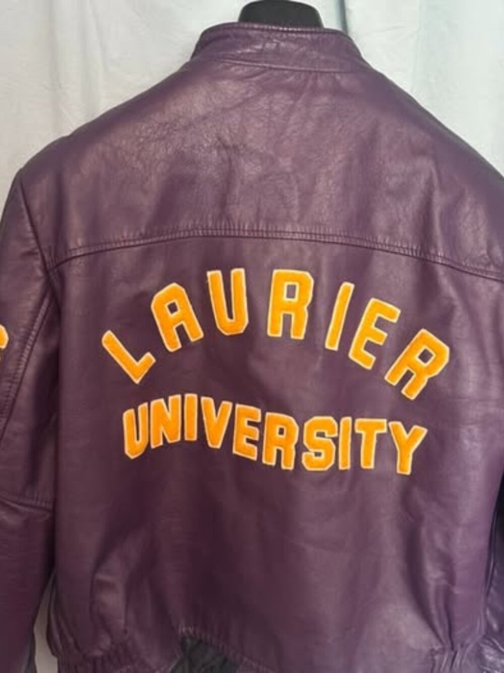 Vintage 1994 Wilfrid Laurier University Real Leather Varsity Jacket Purple S/M